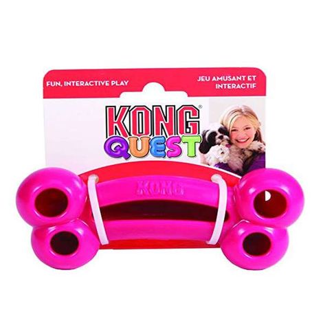 Brinquedo-Interativo-Kong-Quest-Bone-Pe3-com-Dispenser-para-Petisco-Rosa---Pequeno