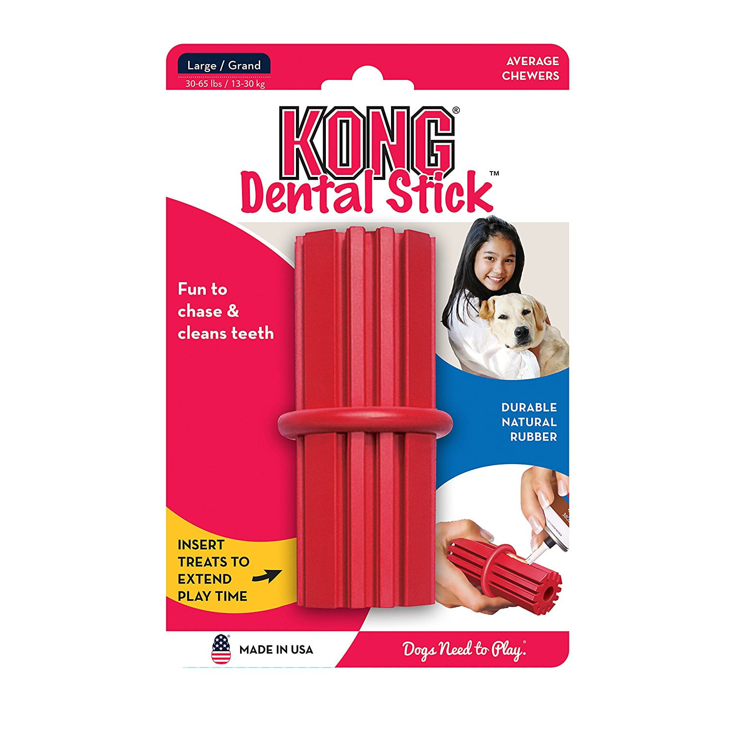 Brinquedo para Cães Dental Stick (Bastão de Borracha) - VERMELHO - Kong