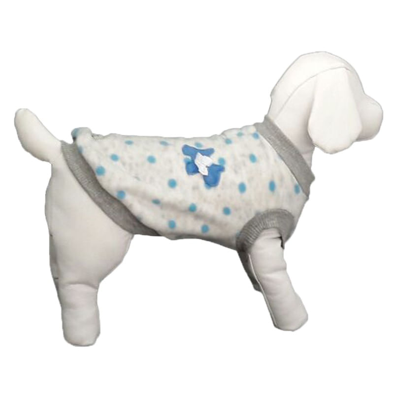 Casaquinho Mescla Bola Azul (Branco) - Bonito pra Cachorro