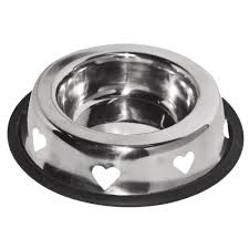 Comedouro/Bebedouro Inox Anti-derrapante com Corações - WRH-03