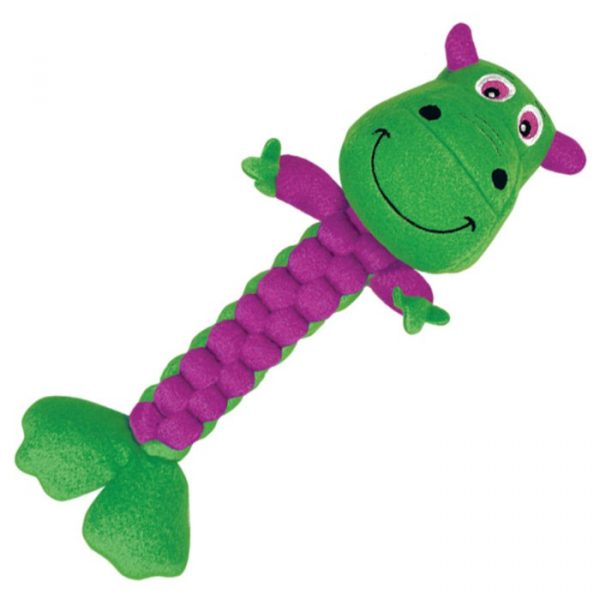 Brinquedo Rebocador para Cães Trançado Braidz Dino  (Dinossauro) - VERDE/ROXO - Kong