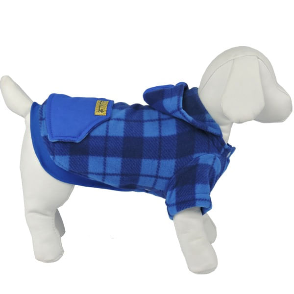 Casaco Soft Básico Xadrez com Capuz (Azul) - Bonito pra Cachorro
