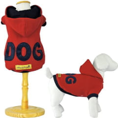 Moletom Dog com Capuz Mescla Vermelho (Marinho) - Bonito pra Cachorro