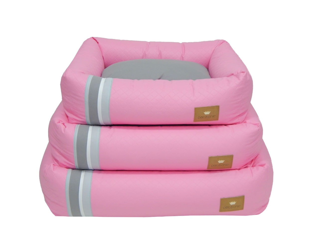 Cama retangular striped pink - Pata Chic