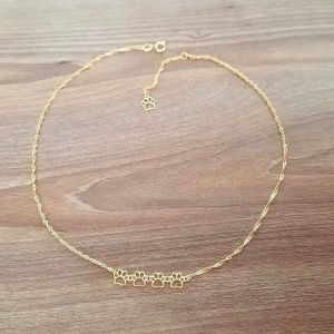 Colar Choker 4 patinhas dourada  - Flor de Prata