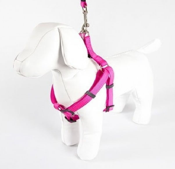 Peitoral com Guia Americano Reflex Villawalk (Rosa) - Villa Pet