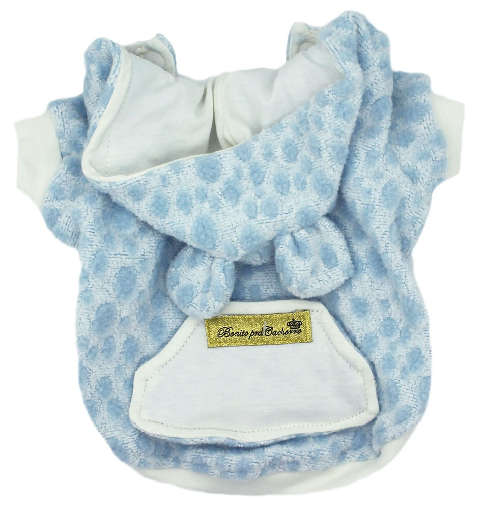 Casaco Jacquard Mescla com Capuz (Azul) - Bonito pra Cachorro