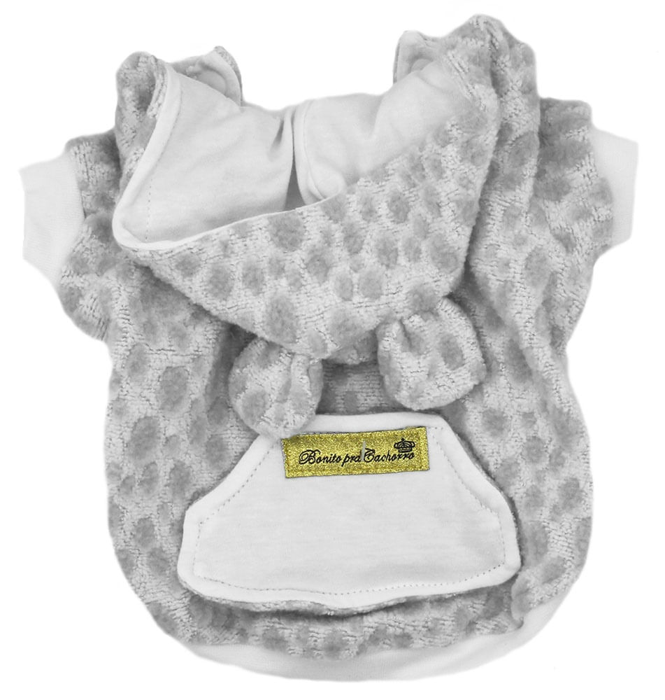 Casaco Jacquard Mescla com Capuz (Cinza) - Bonito pra Cachorro
