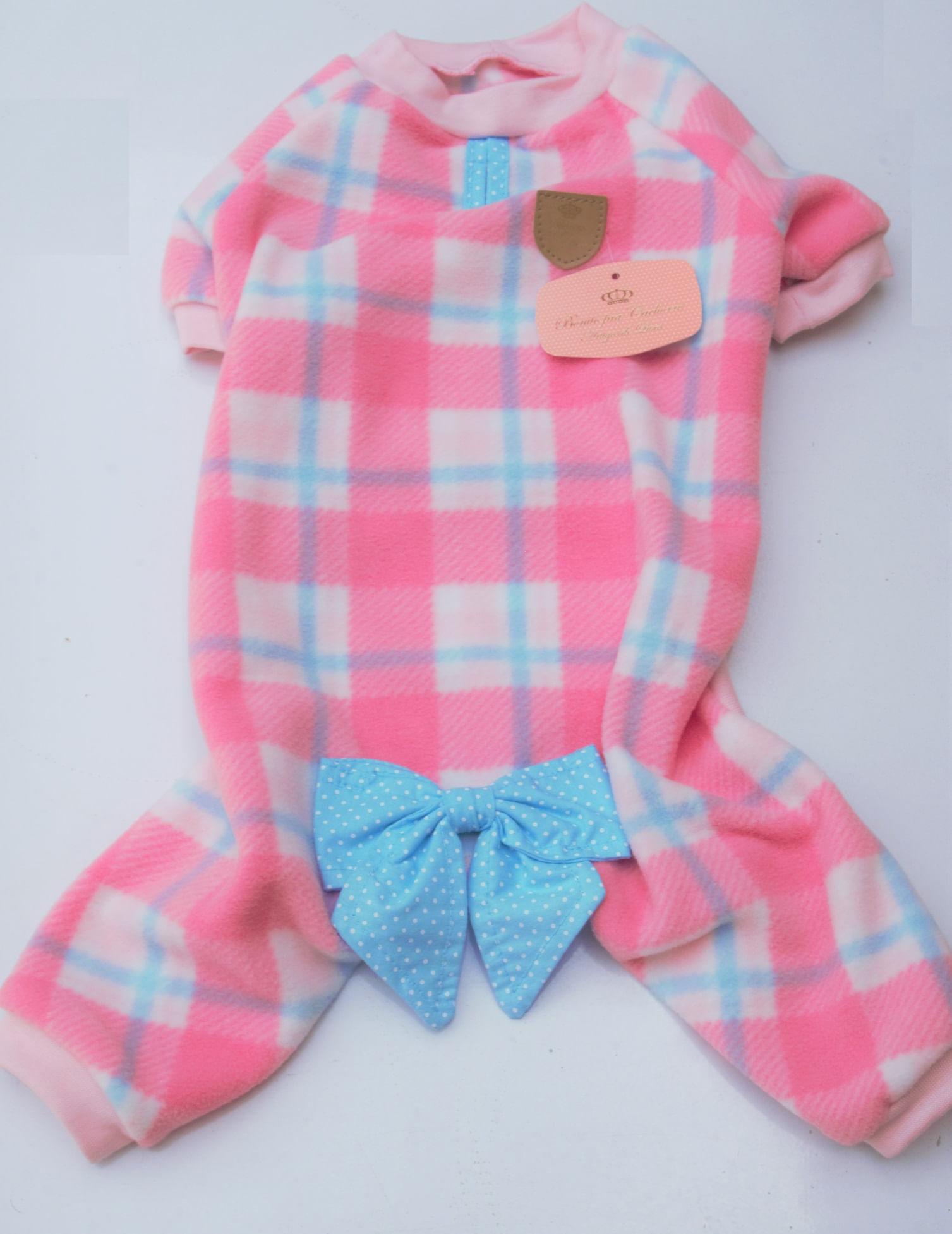 Macacão Soft Xadrez (Rosa) - Bonito pra Cachorro