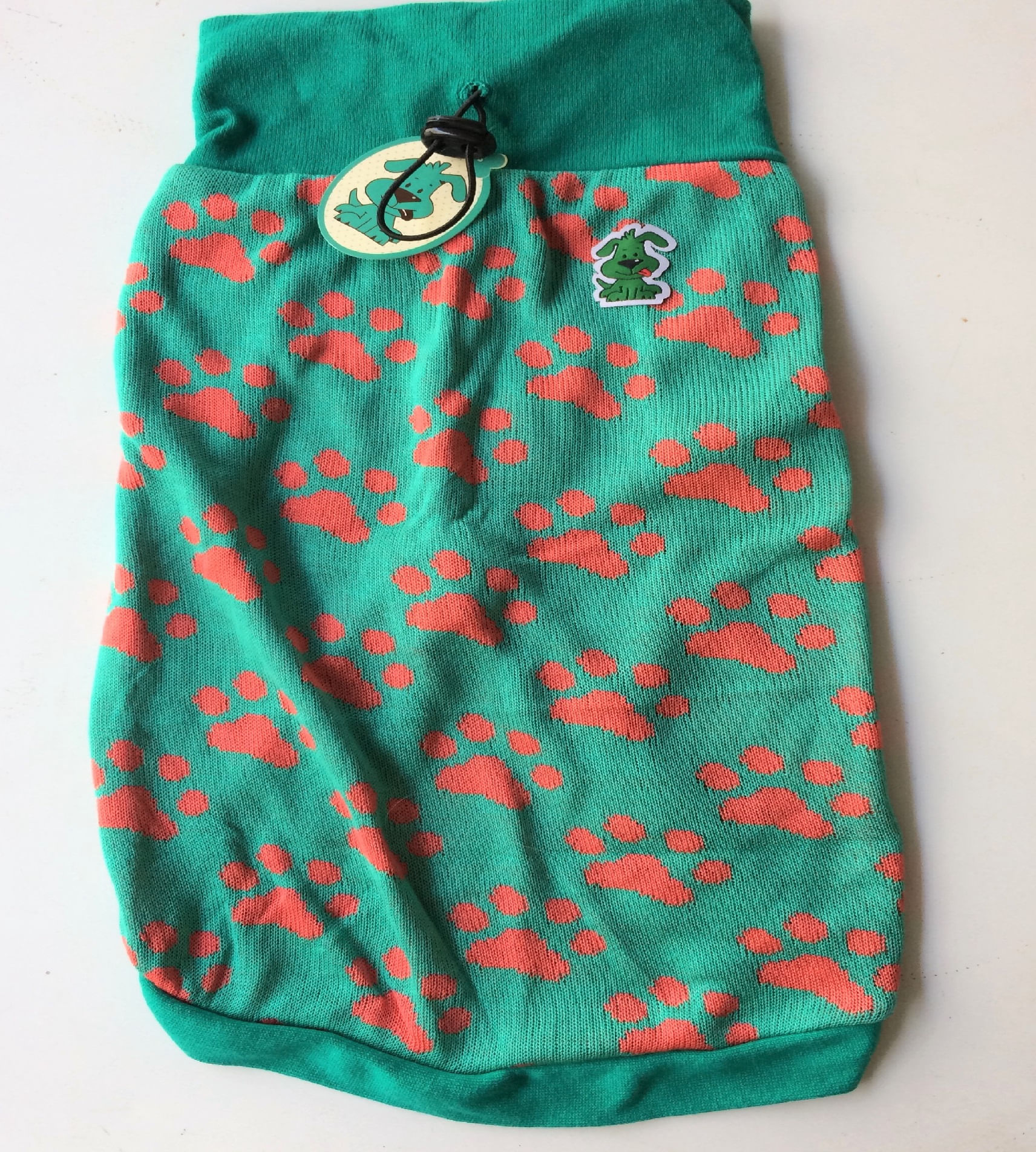 Roupa Tricô com Patinhas (Verde/Laranja) - Vipipes