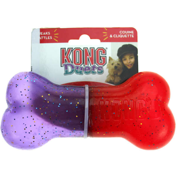 Brinquedo para Cães Duets Bone (Osso de Lançamento e Busca) - ROXO/VERMELHO - Kong