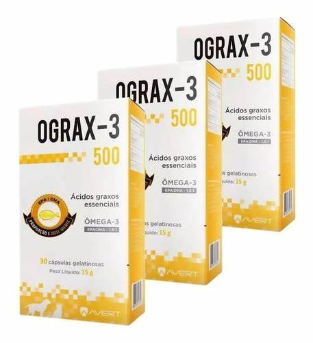 KIT Ograx-3 500 Suplemento Ômega 3 - Avert 90 Capsulas